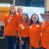 Here we are before starting our shifts in an information booth and at the teacher credentialing table. From left: ASI members Cindy Coan, Nan Badgett, Amron Gravett, and EFA members Leah Rubin and Sharon Miller.